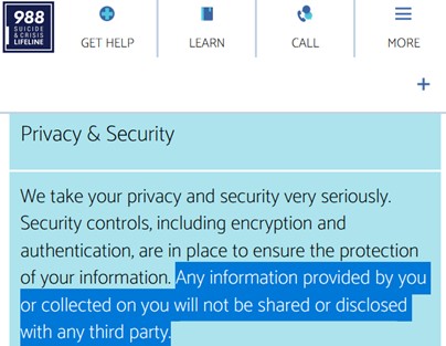 988 Privacy & Security page
